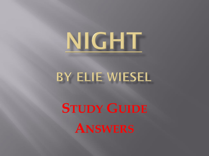 Study questions night by elie wiesel